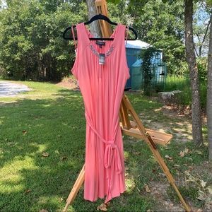 Pink, sleeveless Lane Bryant dress, sequin neck